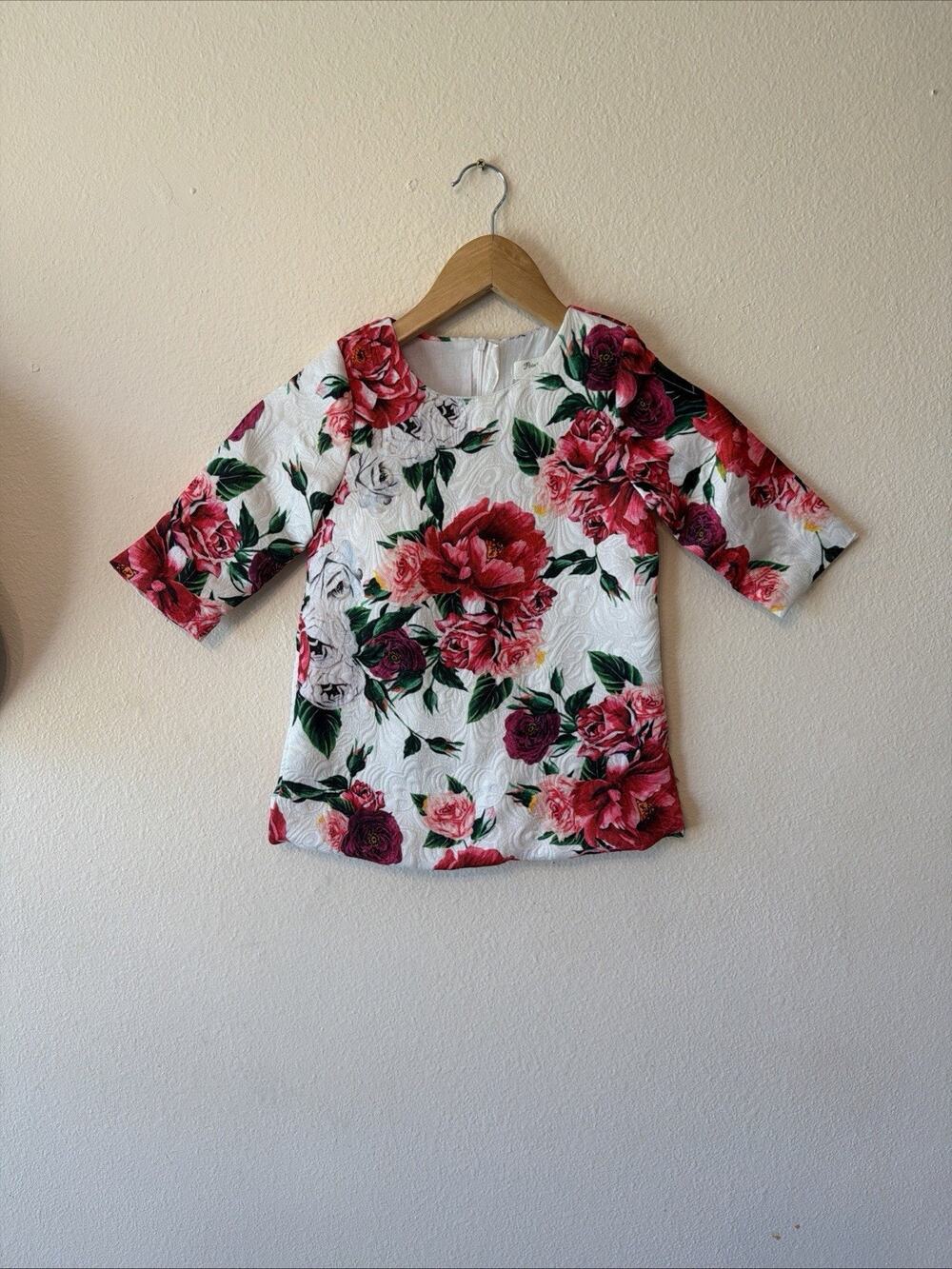 PatPat Point Time Girls Floral Dress Sz 5-6Y 116cm Jacquard Red Rose Holiday